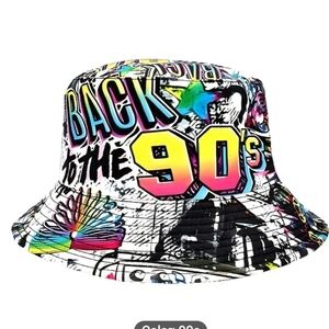 NWT - Colorful 'Back to the 90's' Bucket Hat Unisex 22"/23"